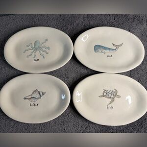 Rae Dunn Sea Life Theme Snack Plates Set of (4)